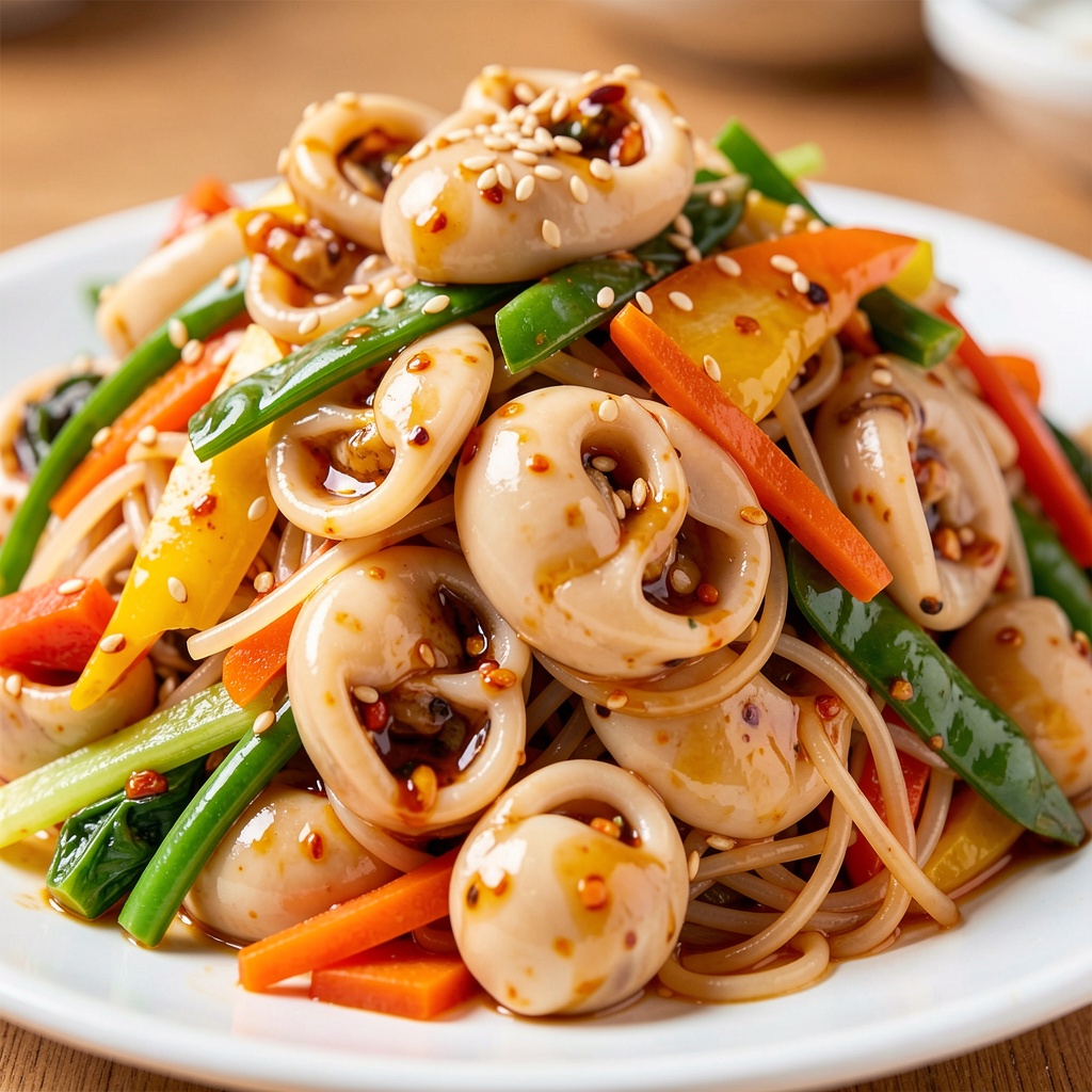 Golbaengi Somyeon (Spicy Sea Snail and Wheat Starch Noodle Salad)